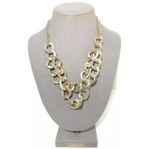 Vintage Gold Tone 19” Chunk Circle Chain Tier Strand Statement Necklace.